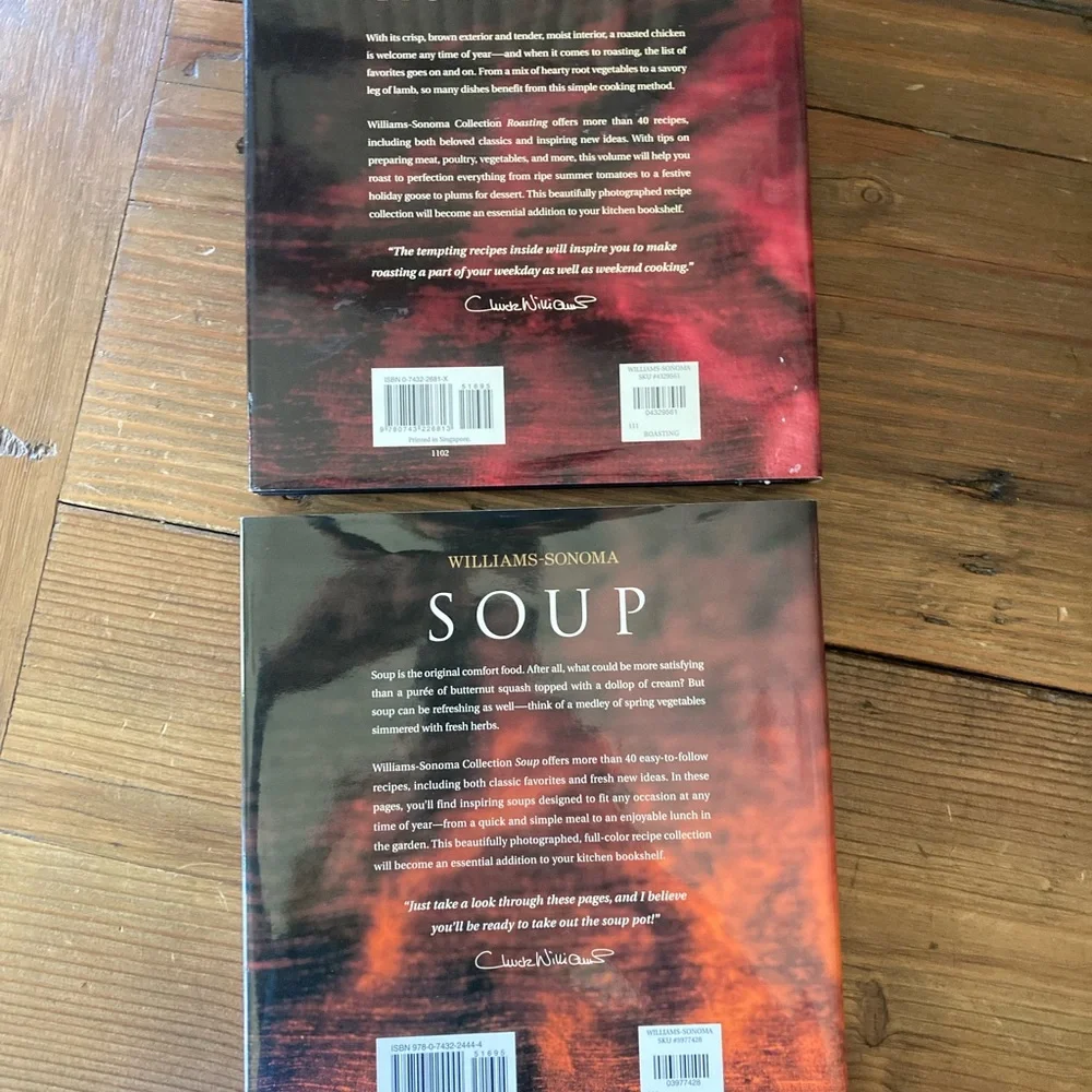 Williams Sonoma Roast & Soup Cookbook Set - Red and Brown Covers